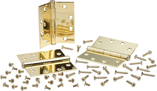4.5 x 4.5" Plain Bearing Bright Brass Hinge (Each)